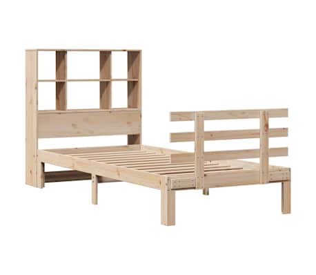 vidaXL Seng med bokhylle uten madrass 90x200 cm heltre furu