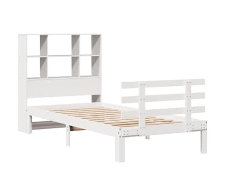 vidaXL feh&eacute;r t&ouml;m&ouml;r fenyőfa k&ouml;nyvespolcos &aacute;gy matrac n&eacute;lk&uuml;l 90 x 200 cm