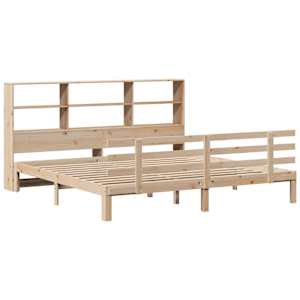 vidaXL Pat cu bibliotecă fără saltea, 200x200 cm, lemn masiv de pin