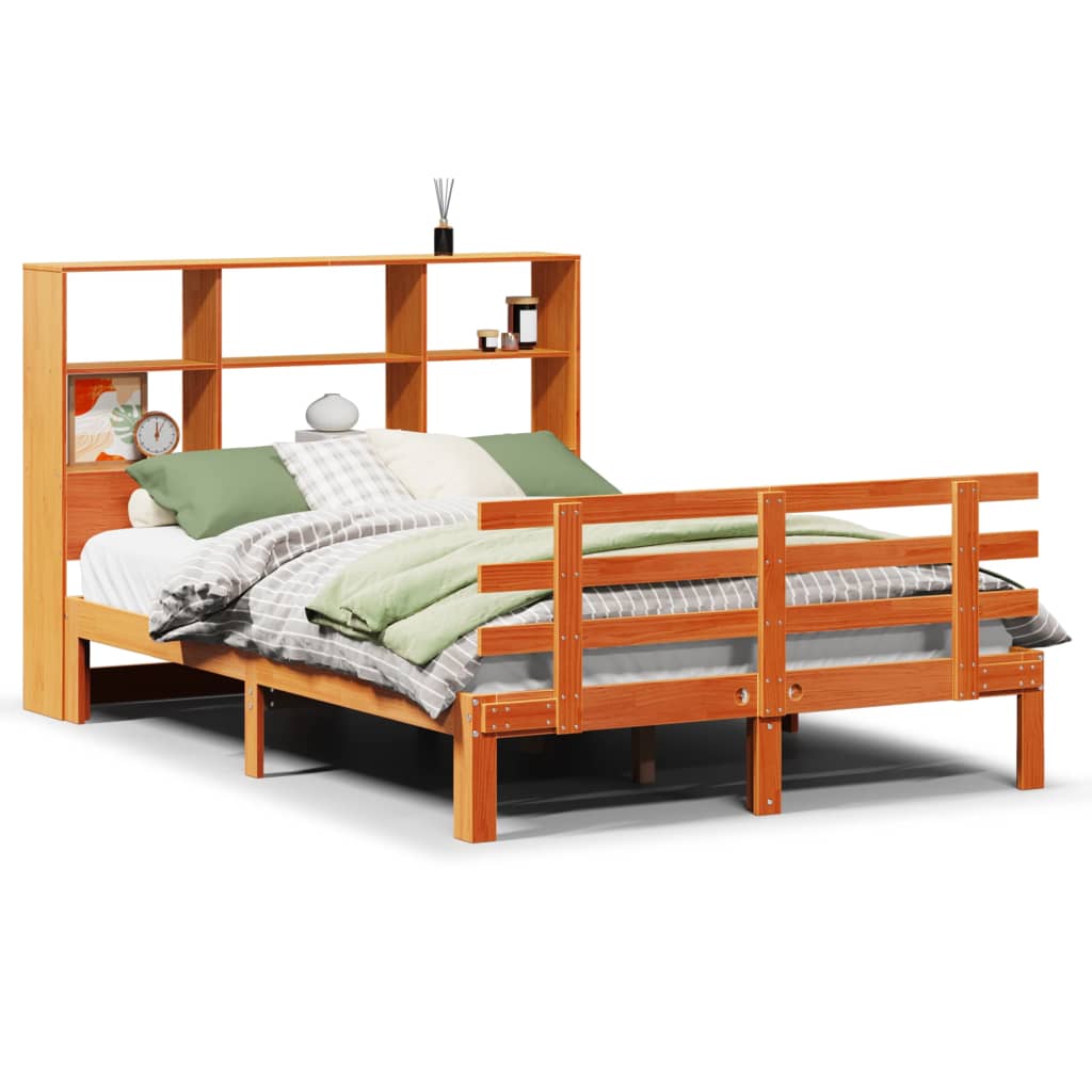 vidaXL Postel s knihovnou bez matrace hnědá 120x190 cm masiv borovice