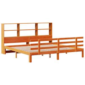 vidaXL Cama com estante sem colch&atilde;o 180x200 cm pinho maci&ccedil;o