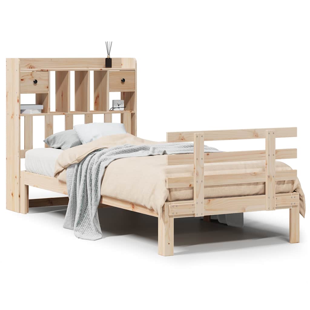 vidaXL Postel s knihovnou bez matrace 90 x 190 cm masivní borovice