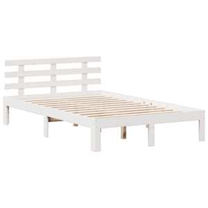 Postel s knihovnou bez matrace bílá 135x190 cm masivní borovice - obrázek 8