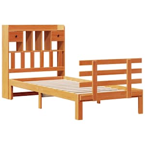 vidaXL Bookcase Bed without Mattress Wax Brown 75x190 cm Small Single Solid Wood Pine
