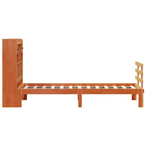 Postel s knihovnou bez matrace hnědá 100x200 cm masiv borovice - obrázek 5