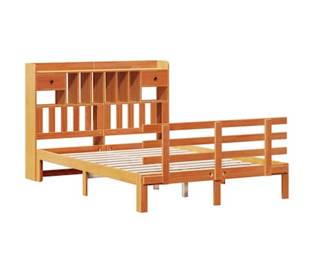vidaXL Bookcase Bed without Mattress Wax Brown 140x200 cm Solid Wood Pine