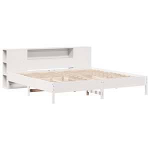 vidaXL Bookcase Bed without Mattress White 200x200 cm Solid Wood Pine