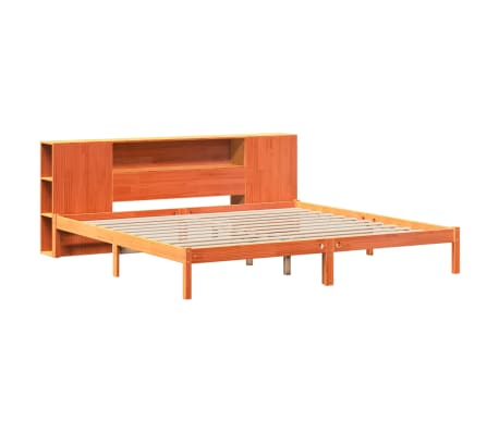 vidaXL Massivholzbett mit Regal ohne Matratze Wachsbraun 180x200 cm