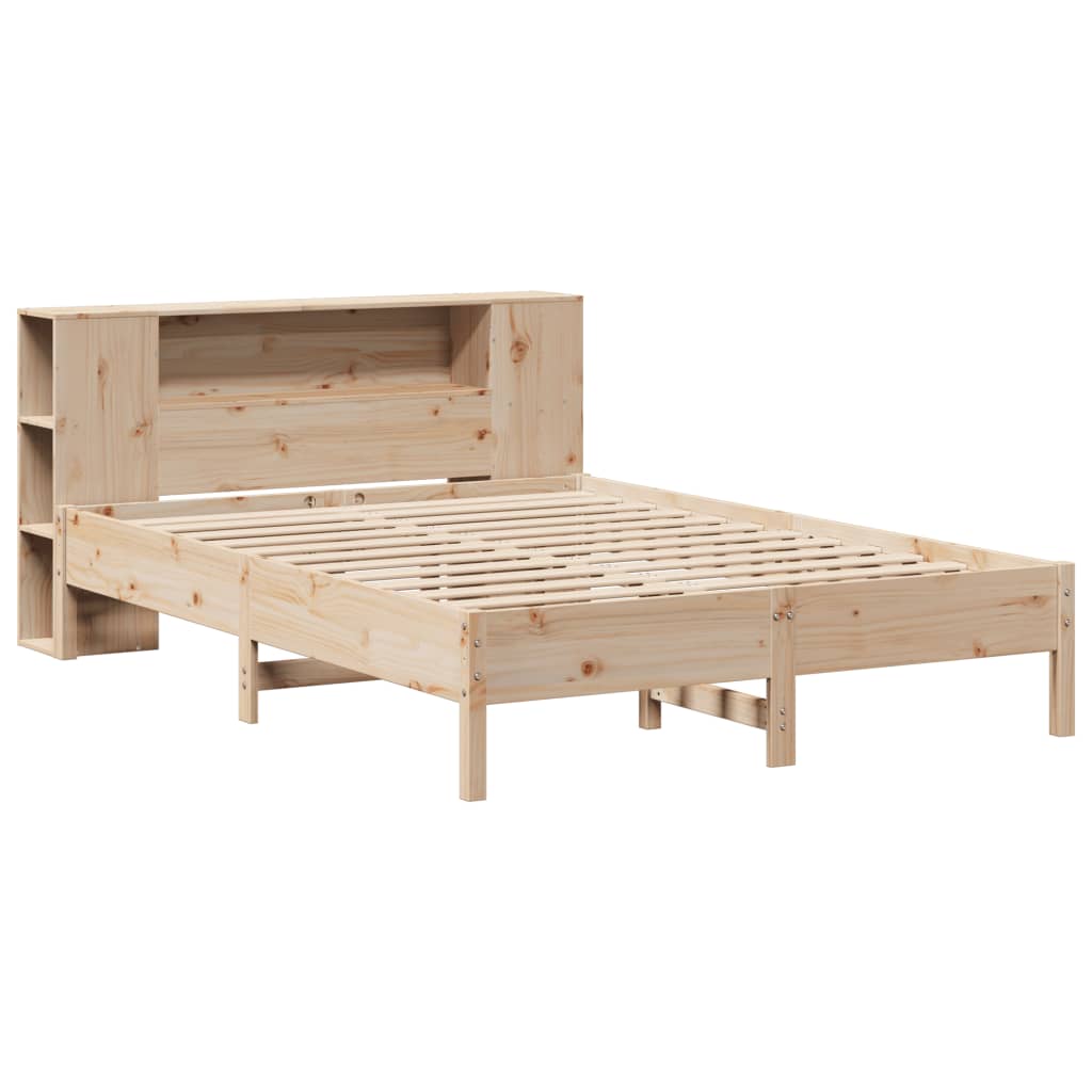 vidaXL Bed met boekenkast zonder matras massief grenenhout 160x200 cm afbeelding