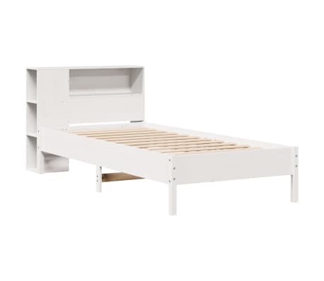 vidaXL Massivholzbett mit Regal ohne Matratze Wei&szlig; 100x200 cm Kiefer