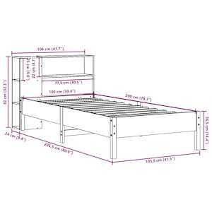 Postel s knihovnou bez matrace bílá 100x200 cm masivní borovice - obrázek 11
