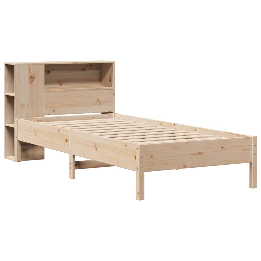 vidaXL Bed met boekenkast zonder matras massief grenenhout 90x190 cm afbeelding