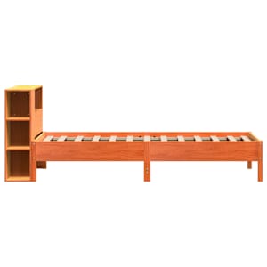 Postel s knihovnou bez matrace hnědá 75x190 cm masivní borovice - obrázek 5