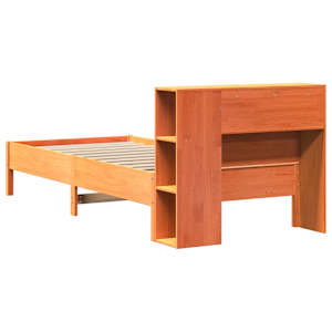 Postel s knihovnou bez matrace hnědá 75x190 cm masivní borovice - obrázek 6