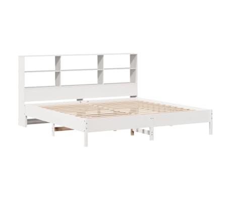 vidaXL Bookcase Bed without Mattress White 200x200cm Solid Wood Pine