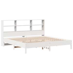 vidaXL Bookcase Bed without Mattress White 200x200cm Solid Wood Pine