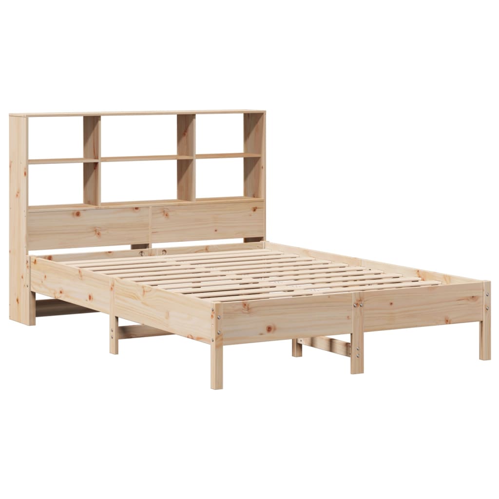 vidaXL Bed met boekenkast zonder matras massief grenenhout 135x190 cm afbeelding