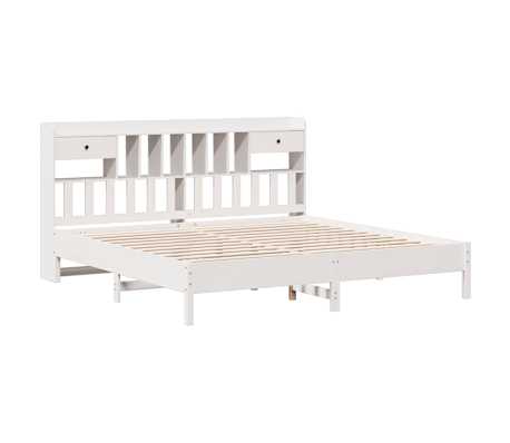 vidaXL Massivholzbett mit Regal ohne Matratze Wei&szlig; 200x200 cm Kiefer