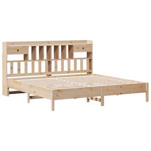 vidaXL Pat cu bibliotecă fără saltea, 180x200 cm, lemn masiv de pin
