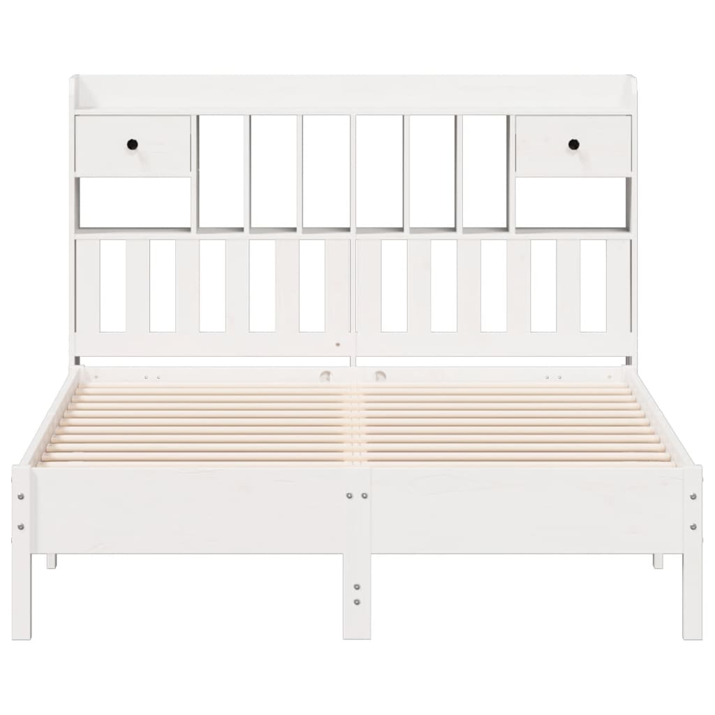 vidaXL Bed met boekenkast zonder matras grenenhout wit 160x200 cm, foto 4