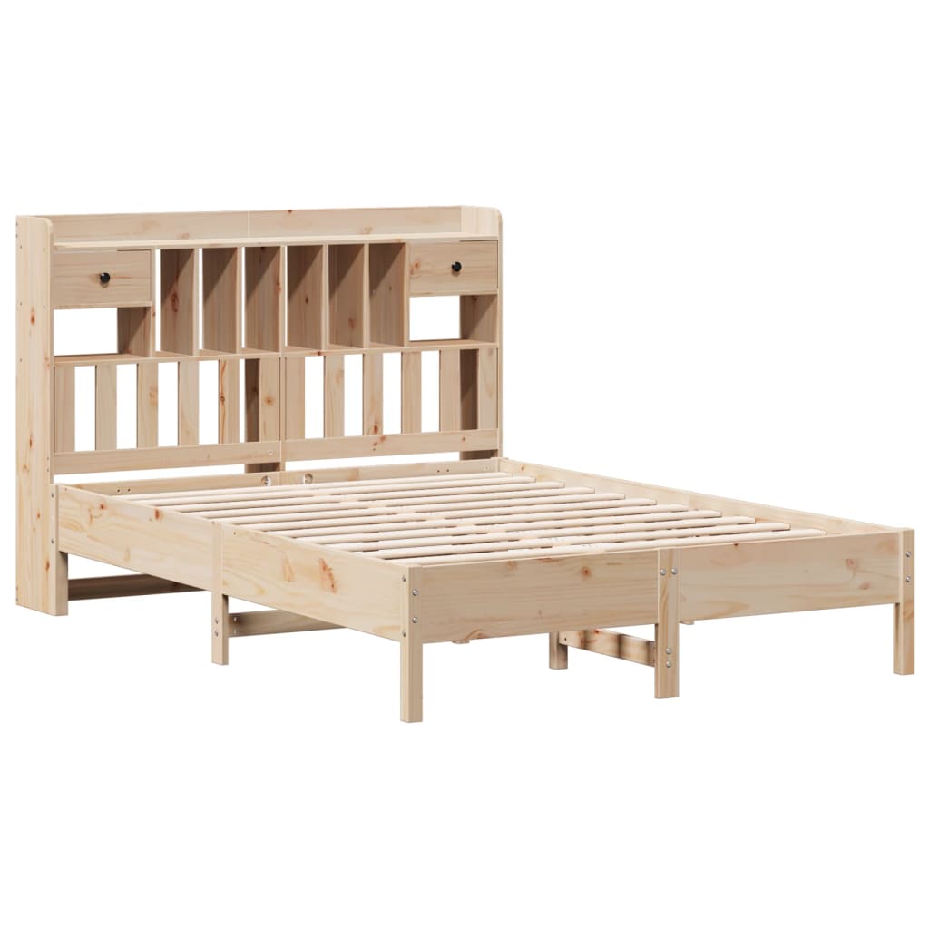 vidaXL Bed met boekenkast zonder matras massief grenenhout 150x200 cm afbeelding