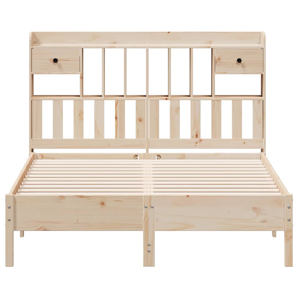 vidaXL Bed met boekenkast zonder matras massief grenenhout 135x190 cm bruin, foto 4