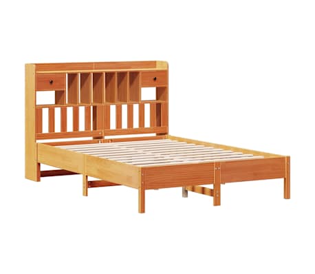 vidaXL Bed met boekenkast zonder matras grenenhout wasbruin 120x190 cm