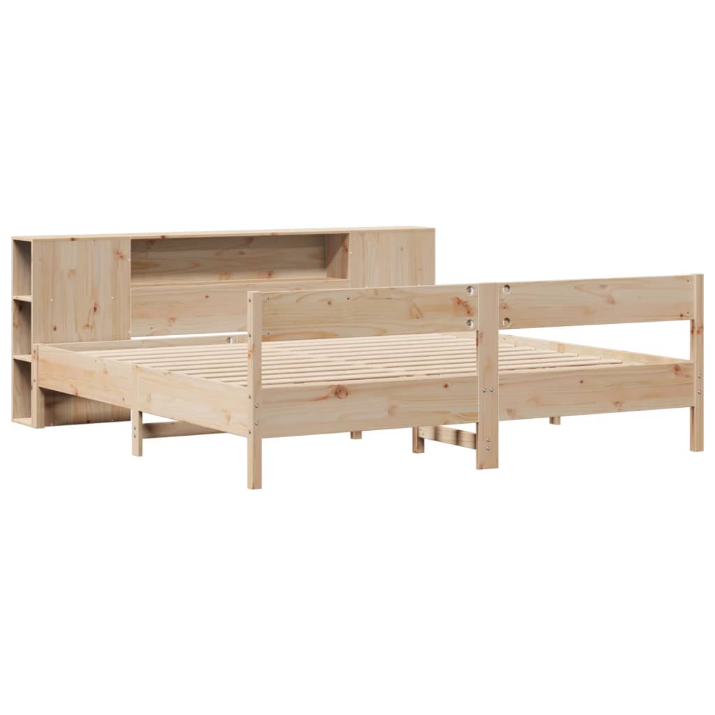 vidaXL Bed met boekenkast zonder matras massief grenenhout 200x200 cm afbeelding
