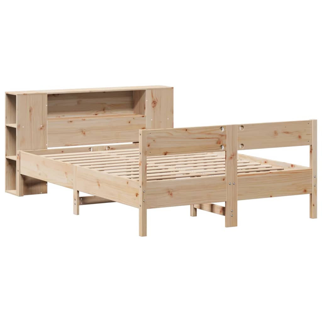 vidaXL Bed met boekenkast zonder matras massief grenenhout 140x200 cm afbeelding
