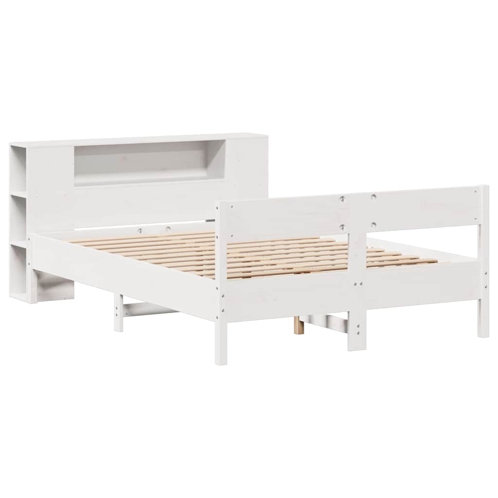 vidaXL Bed met boekenkast zonder matras grenenhout wit 140x200 cm, foto 2