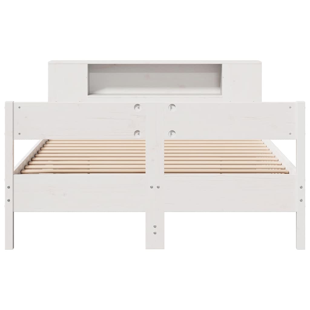 vidaXL Bed met boekenkast zonder matras grenenhout wit 140x200 cm, foto 4