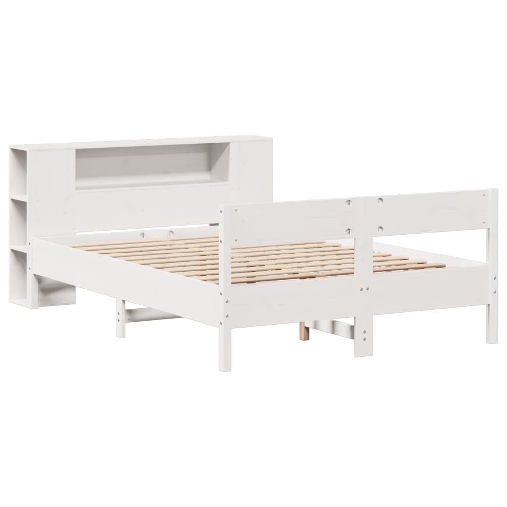 vidaXL Bookcase Bed without Mattress White 120x190 cm Small Double Solid Wood Pine