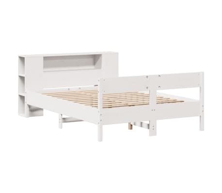 vidaXL Bookcase Bed without Mattress White 120x190 cm Small Double Solid Wood Pine