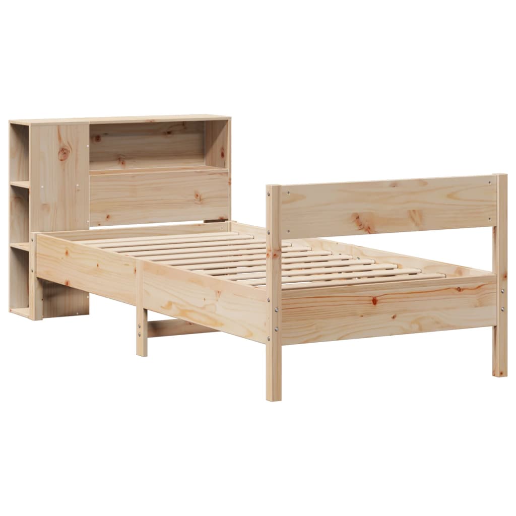 vidaXL Bed met boekenkast zonder matras massief grenenhout 100x200 cm afbeelding