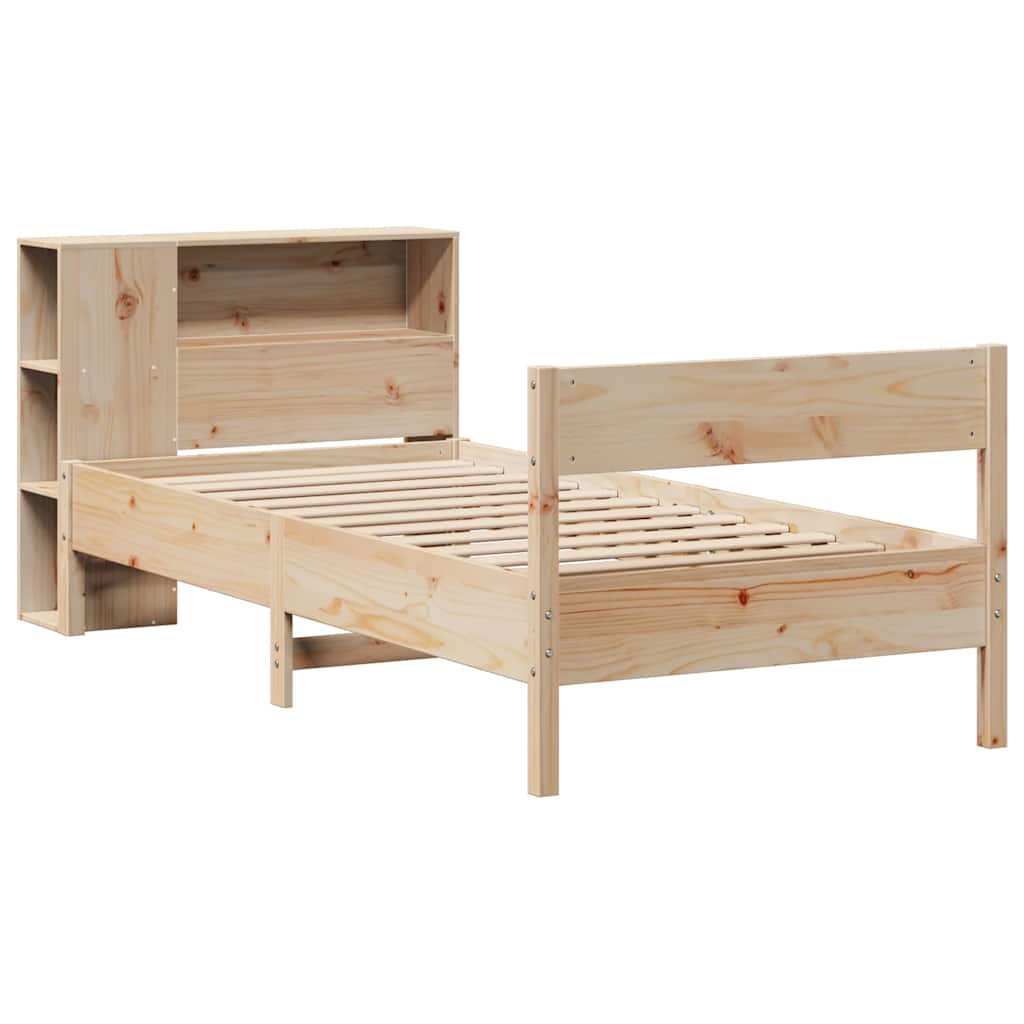 vidaXL Bed met boekenkast zonder matras massief grenenhout 90x200 cm afbeelding