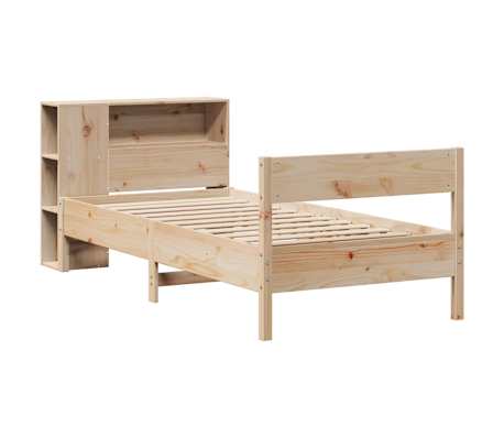 vidaXL Pat cu bibliotecă fără saltea, 90x200 cm, lemn masiv pin