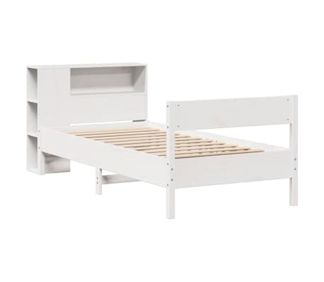 vidaXL Lit biblioth&egrave;que sans matelas blanc 90x200cm bois de pin massif