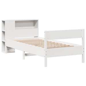 vidaXL Lit biblioth&egrave;que sans matelas blanc 90x190cm bois de pin massif