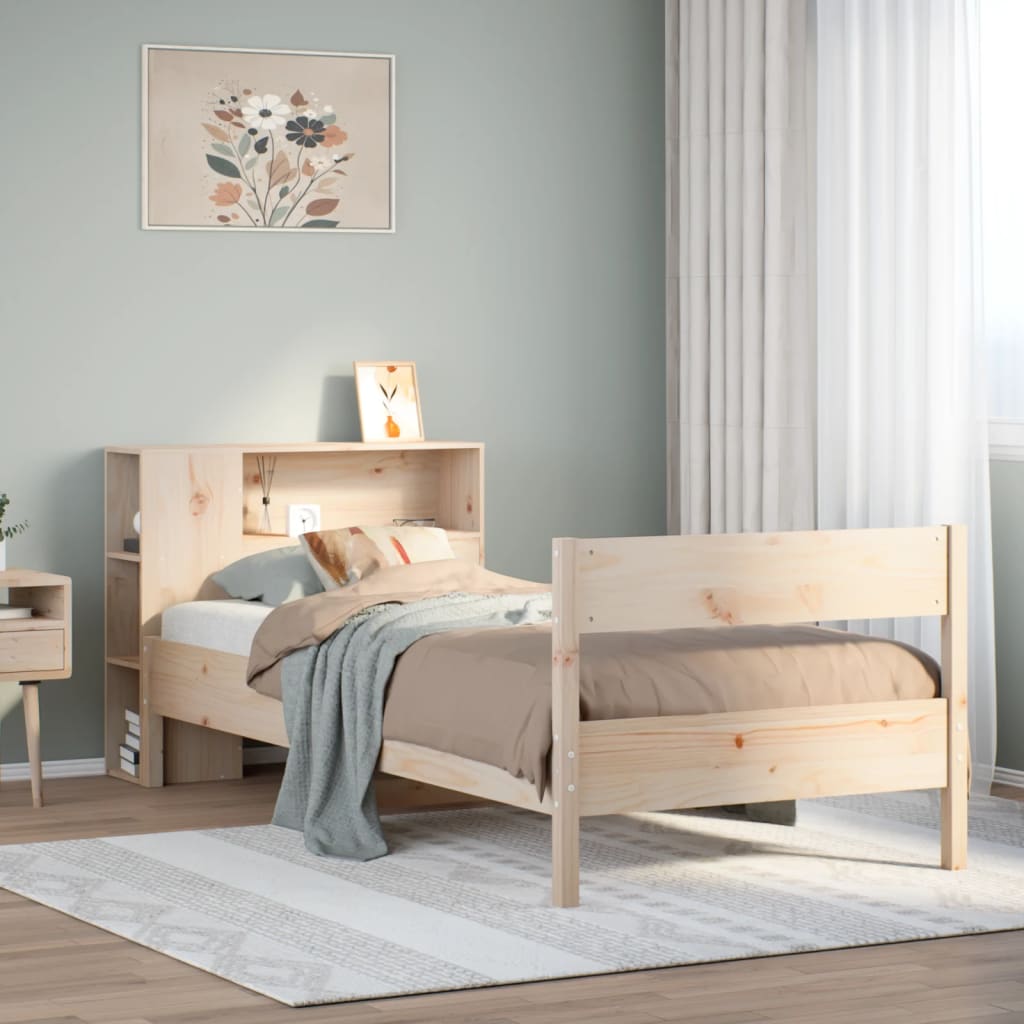 vidaXL Bücherregalbett ohne Matratze 75x190 cm Massivholz Kiefer
