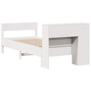 Postel s knihovnou bez matrace bílá 75x190 cm masivní borovice - obrázek 6