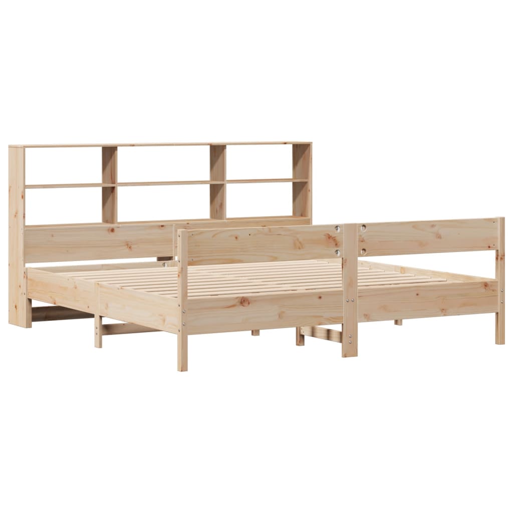 vidaXL Bed met boekenkast zonder matras massief grenenhout 180x200 cm afbeelding