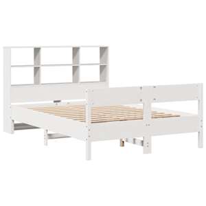 vidaXL Lit biblioth&egrave;que sans matelas blanc 120x200 cm bois pin massif