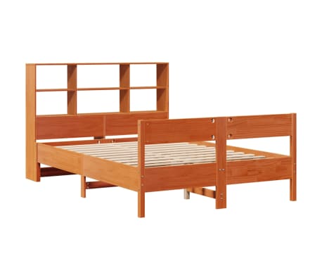 vidaXL Легло с етажерка за книги, без матрак, 120x200 см, бор масив