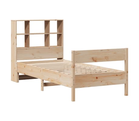 vidaXL Cama com estante sem colch&atilde;o 100x200 cm pinho maci&ccedil;o