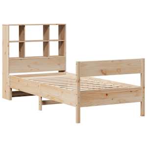 vidaXL Cama com estante sem colch&atilde;o 100x200 cm pinho maci&ccedil;o