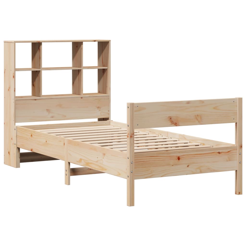 vidaXL Bed met boekenkast zonder matras massief grenenhout 75x190 cm afbeelding