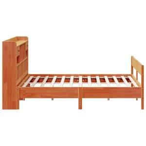 Postel s knihovnou bez matrace 200 x 200 cm masivní borovice - obrázek 5