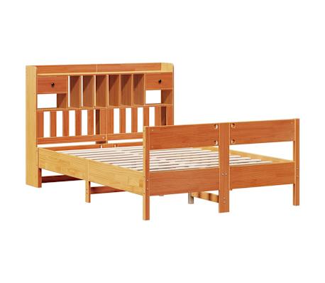 vidaXL Легло с етажерка за книги, без матрак, 140x200 см, бор масив