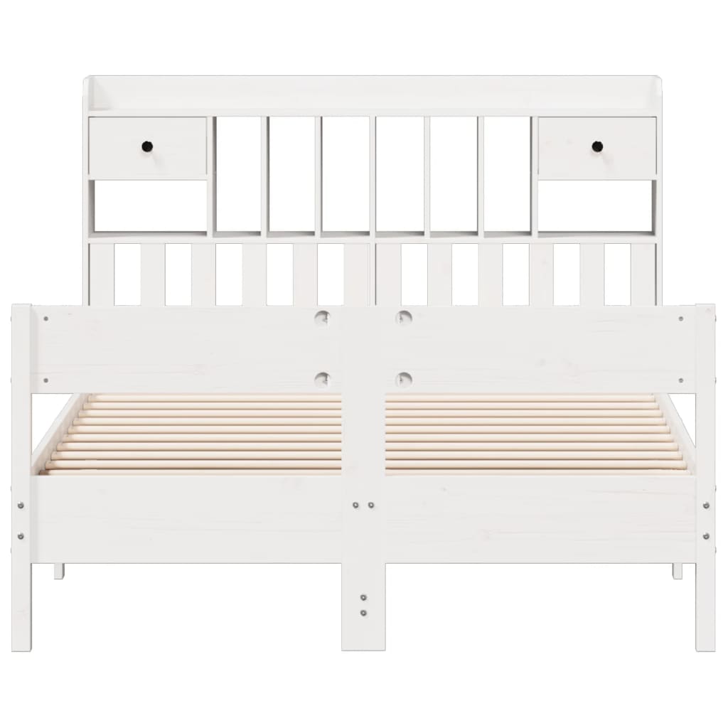 vidaXL Bed met boekenkast zonder matras grenenhout wit 140x190 cm, foto 4