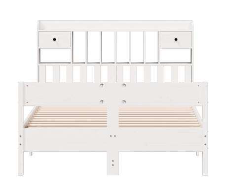 vidaXL Легло с етажерка за книги, без матрак, 135x190 см, бор масив